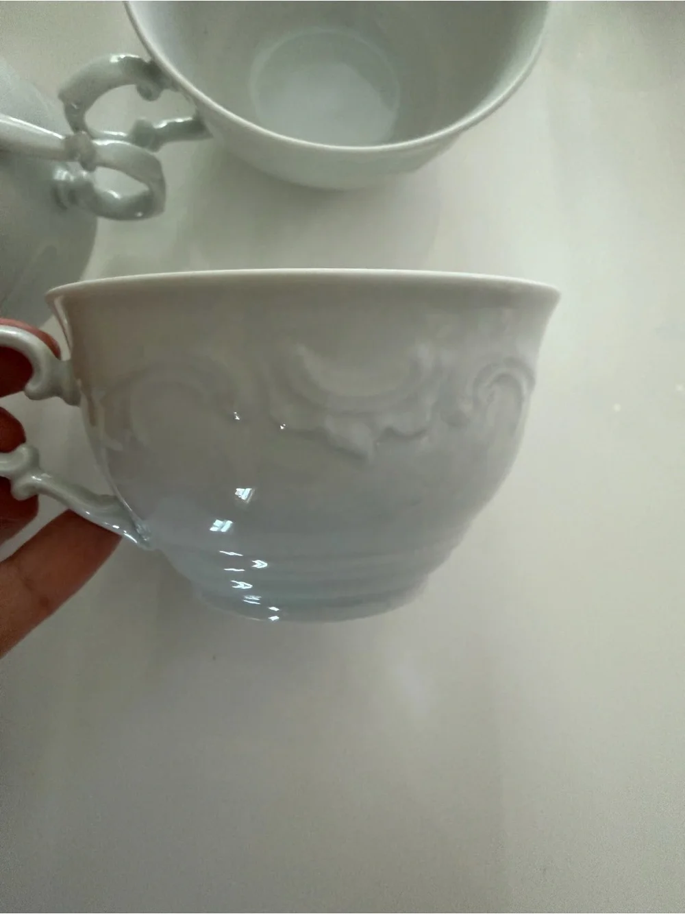 VINTAGE SCHUMANN ARZBERG BAVARIA GERMANY PATTERN-WHITE ELEGANCE Set of 6 cups